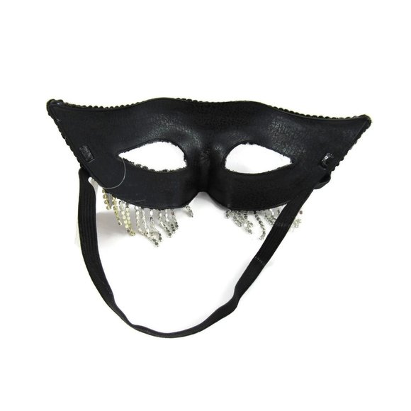 Halloween Fringe Mysterious  Accessories Costumes Eyes Black Mask One Size New - Picture 6 of 7